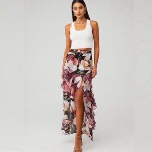 Misa Los Angeles Pink and Purple FRANCA Ruffled Maxi Skirt